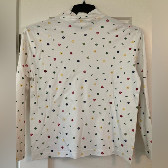 Talbots Holiday Winter Pattern White Turtleneck Ladies Medium Christmas Shirt - Picture 3 of 4